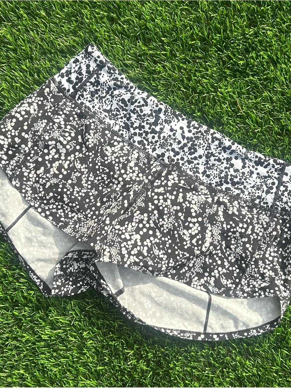 Women's Black & White Printed Athletic Shorts